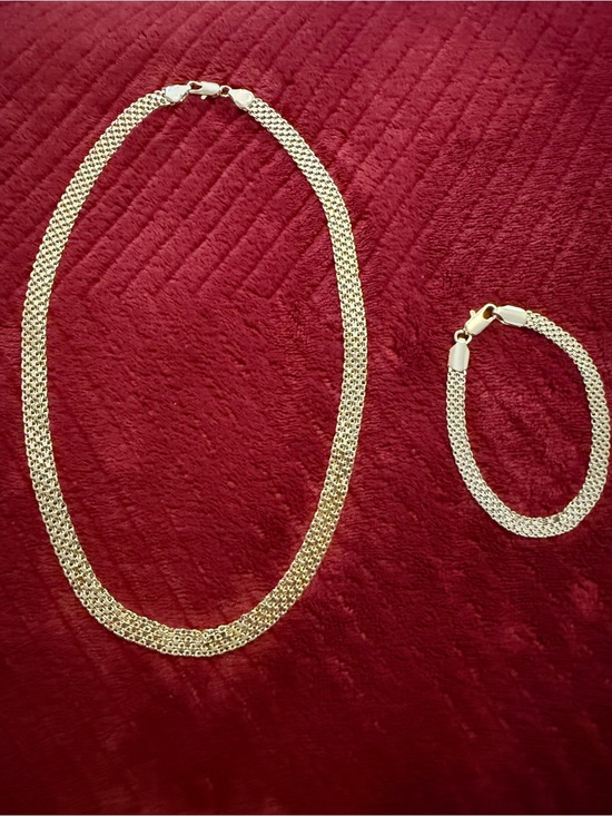 Jewelry - Gold NEW Mesh Chain Necklace and Bracelet Set - Women's Jewelry with Box